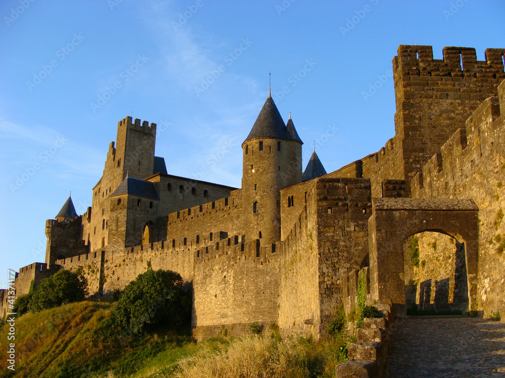 The castle of Carcassonne at sunset