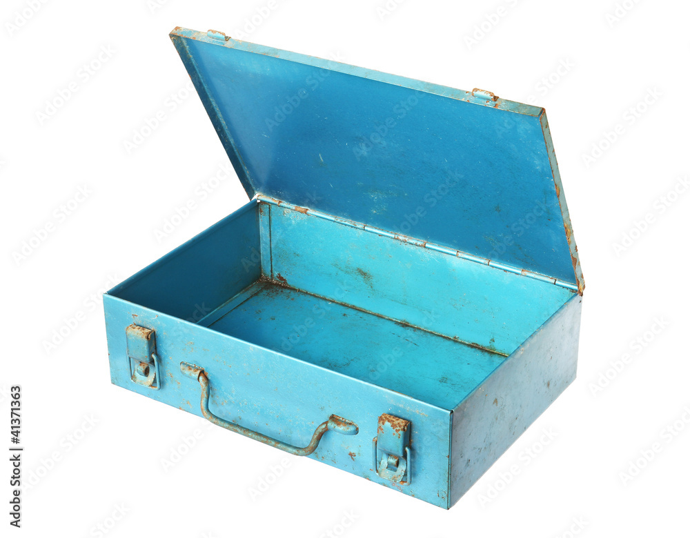 Old metal box isolated on white background Old metal box isolated on white background