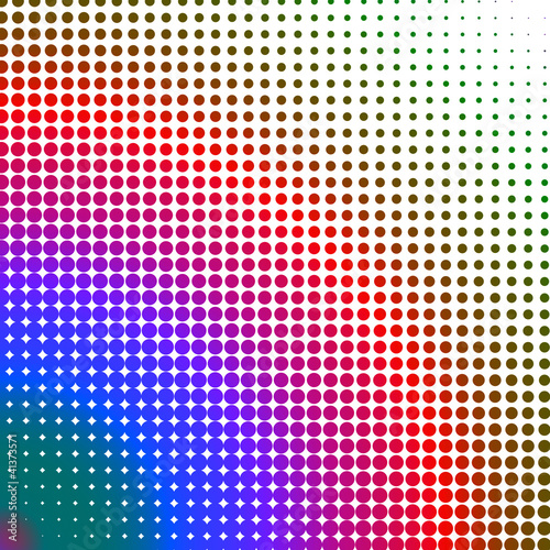 Multicolored dots changing form