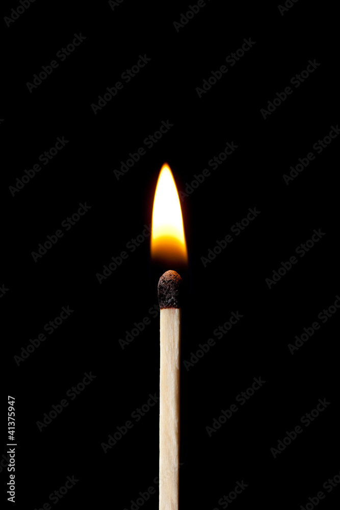 Vertical match on fire Vertical match on fire