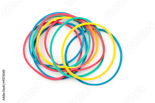 Group of multi coloured elastics