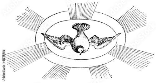 Shows the divine light in the form of pigeon