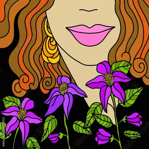 viso con fiori viola