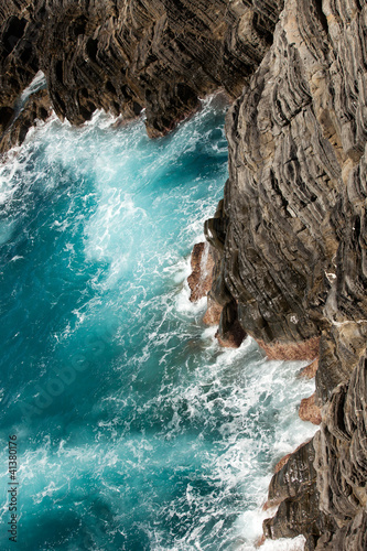 Cliffs in Riomaggiore. Cinque Terre, Liguria, Italy