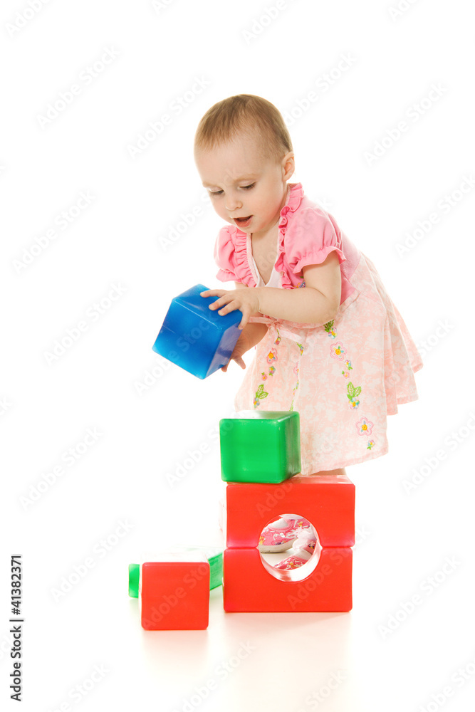Baby playing with colourful blocks Baby playing with colourful blocks