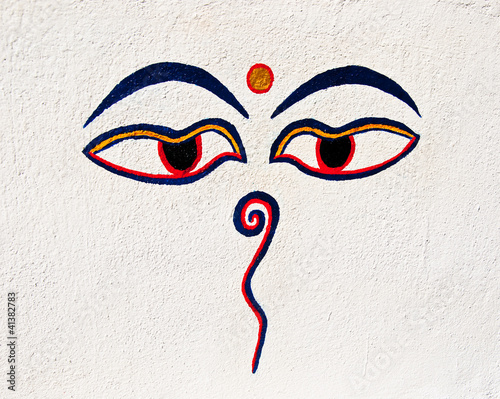 The Painting eye of buddha on wall