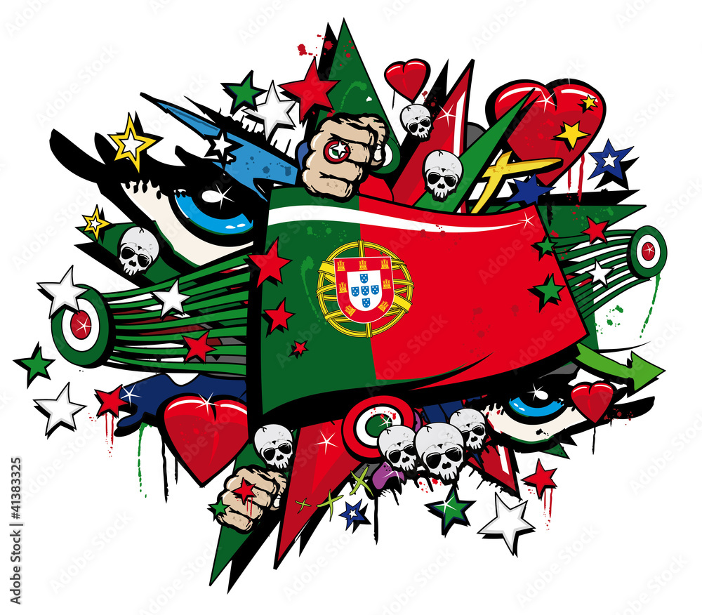 Portugal Flag graffiti portuguese pop art illustration Stock Illustration |  Adobe Stock