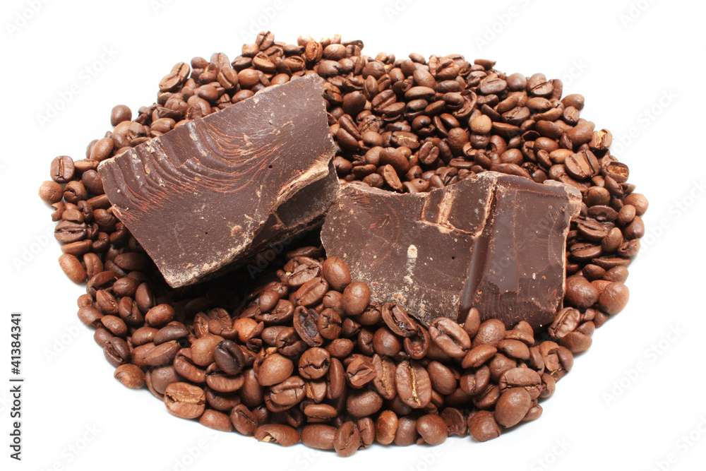 Chocolat noir et grains de café Chocolat noir et grains de café