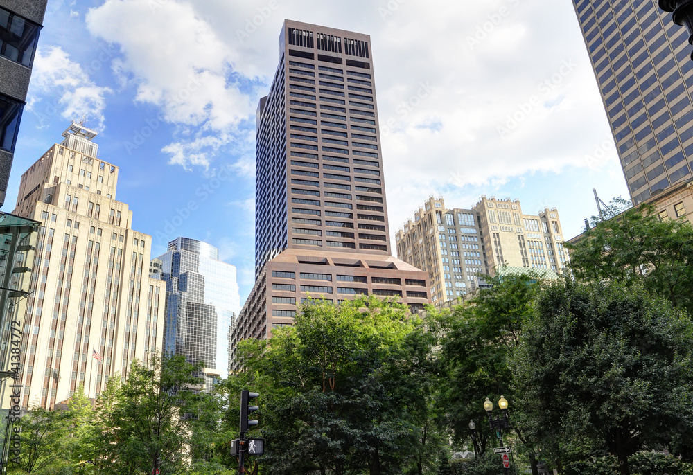 High rises in the financial district of Boston, Massachusetts. High rises in the financial district of Boston, Massachusetts.