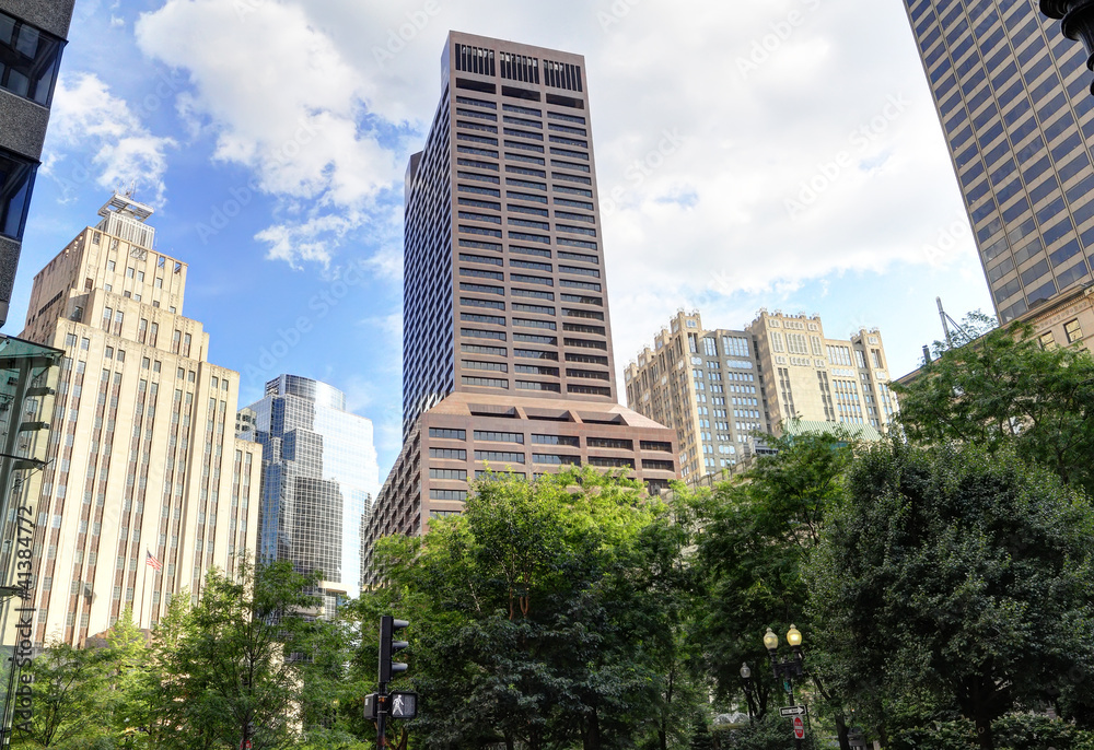 High rises in the financial district of Boston, Massachusetts.