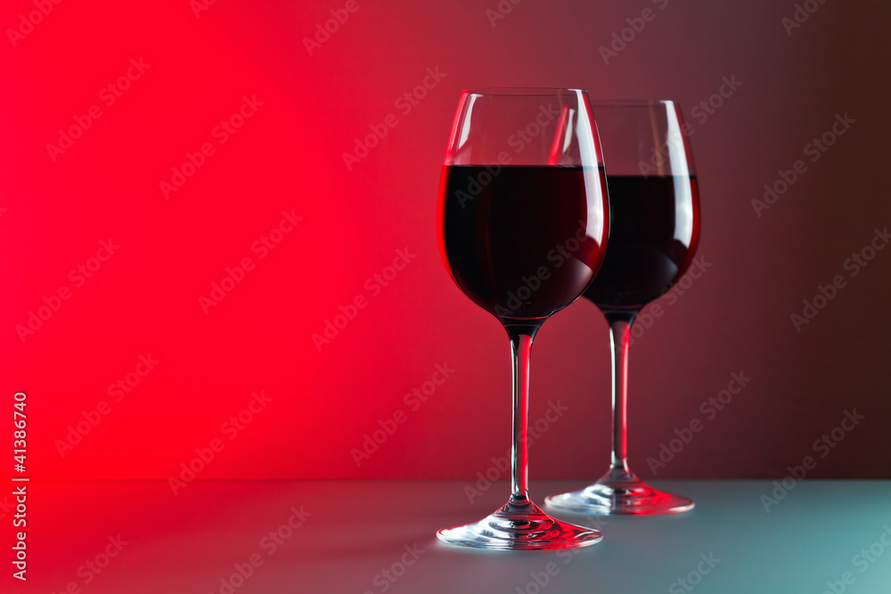 glasses with red wine glasses with red wine