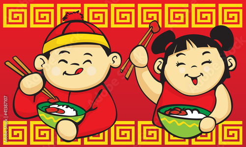 Chinese Kids Eating
