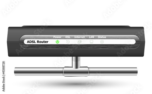 ADSL router icon with network connection. Vector Illustration