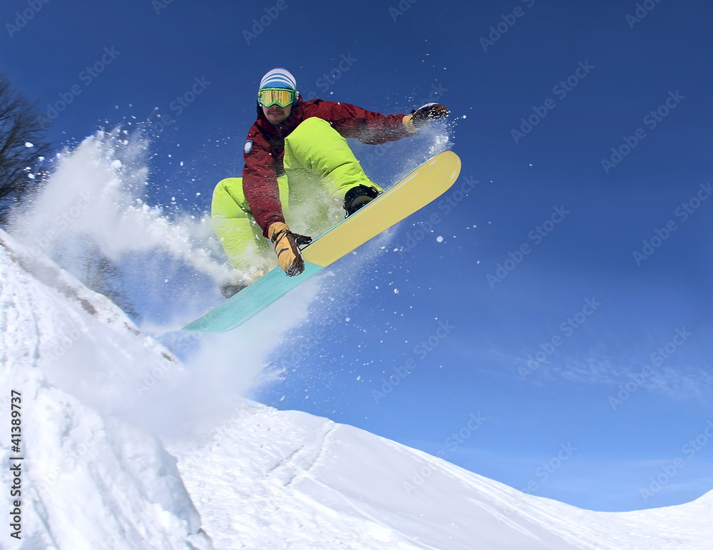 Snowboarder in the sky