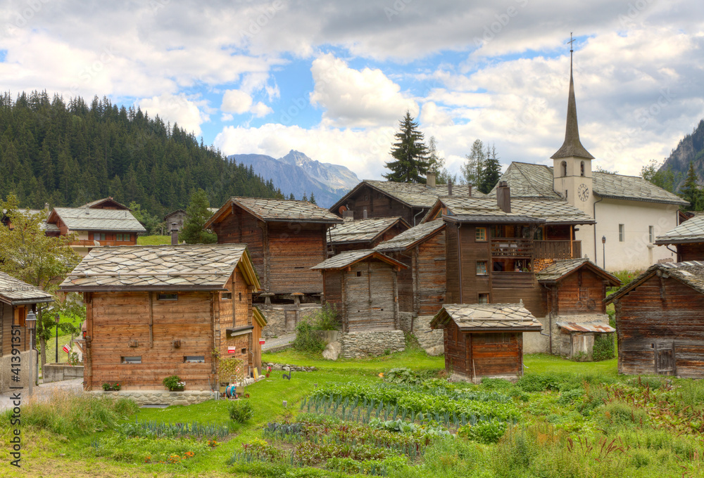 swiss alpine settlement Blatten Naters, Switzerland