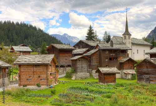 Obraz na płótnie swiss alpine settlement Blatten Naters, Switzerland w salonie