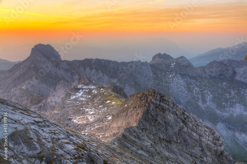Obraz na płótnie mountain panorama at sunset from Saentis w salonie
