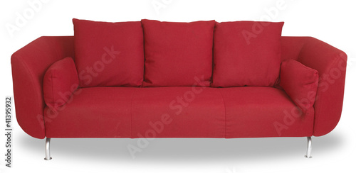фотографія comfy red couch sofa isolated on white with clipping path