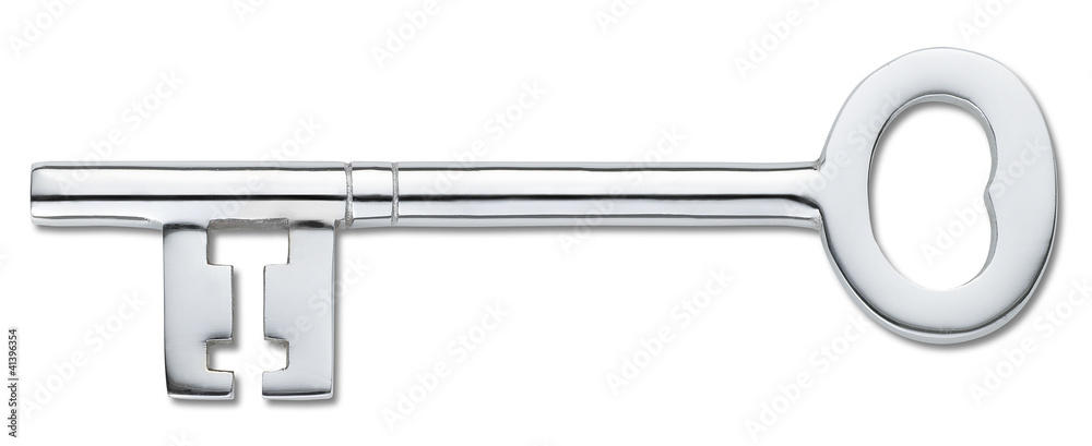 silver door key isolated on white (clipping path) silver door key isolated on white (clipping path)