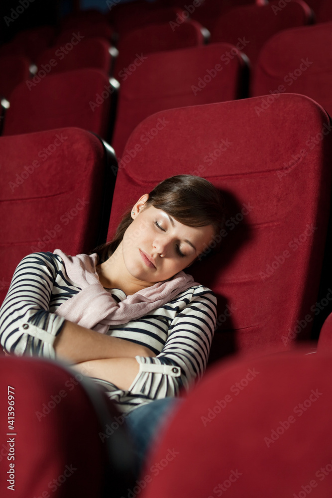 Tired woman after the movie Tired woman after the movie