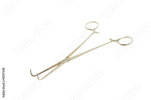 Surgical instrument  (gall duct forceps) isolated on white