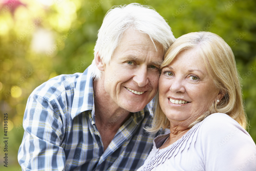 Senior couple in garden