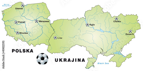 Fussballkarte Polen und Ukraine als Infografik