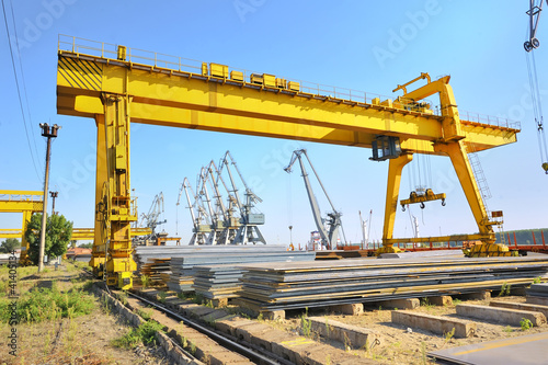 steel stack in harbor