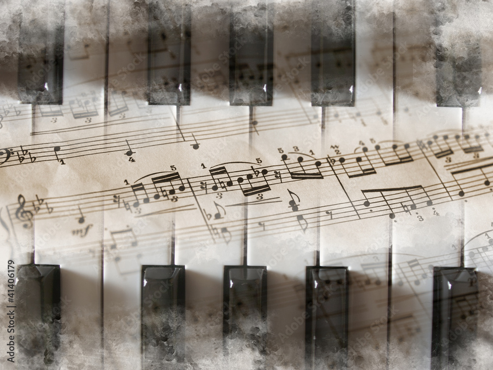 Piano, teclas, partitura, notas musicales Stock Photo | Adobe Stock