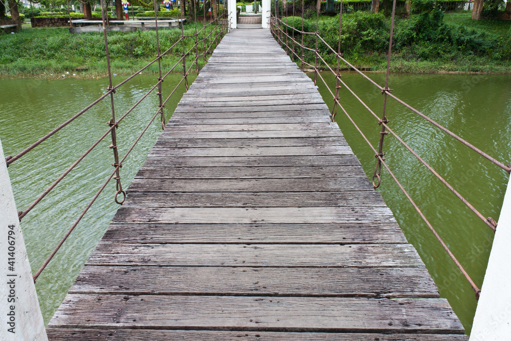 Rope bridge in the park, Thailand