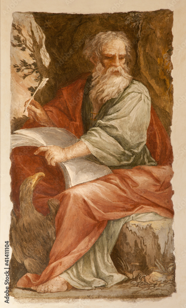 Obraz premium Rome - st. John the Evangelist at writing of Apokalypse