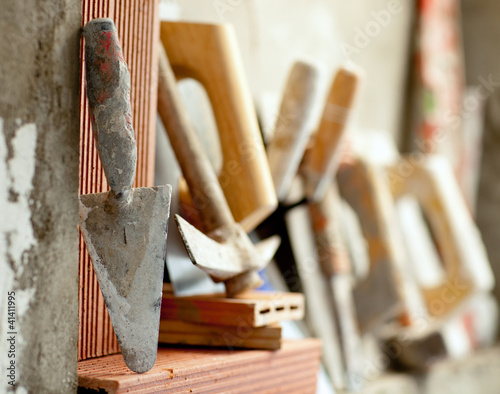 Obraz na plátně Construction mason cement mortar tools
