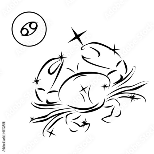 Cancer/Lovely zodiac sign silhouette formed by stars isolated