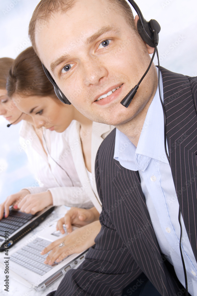 Closeup of a successful male customer service representative Closeup of a successful male customer service representative