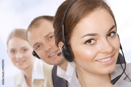 Closeup of a female customer service representative