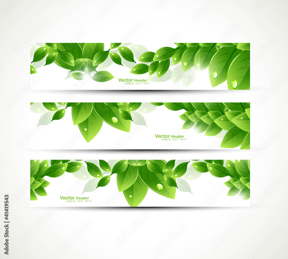 abstract eco set of headers with three different style vector