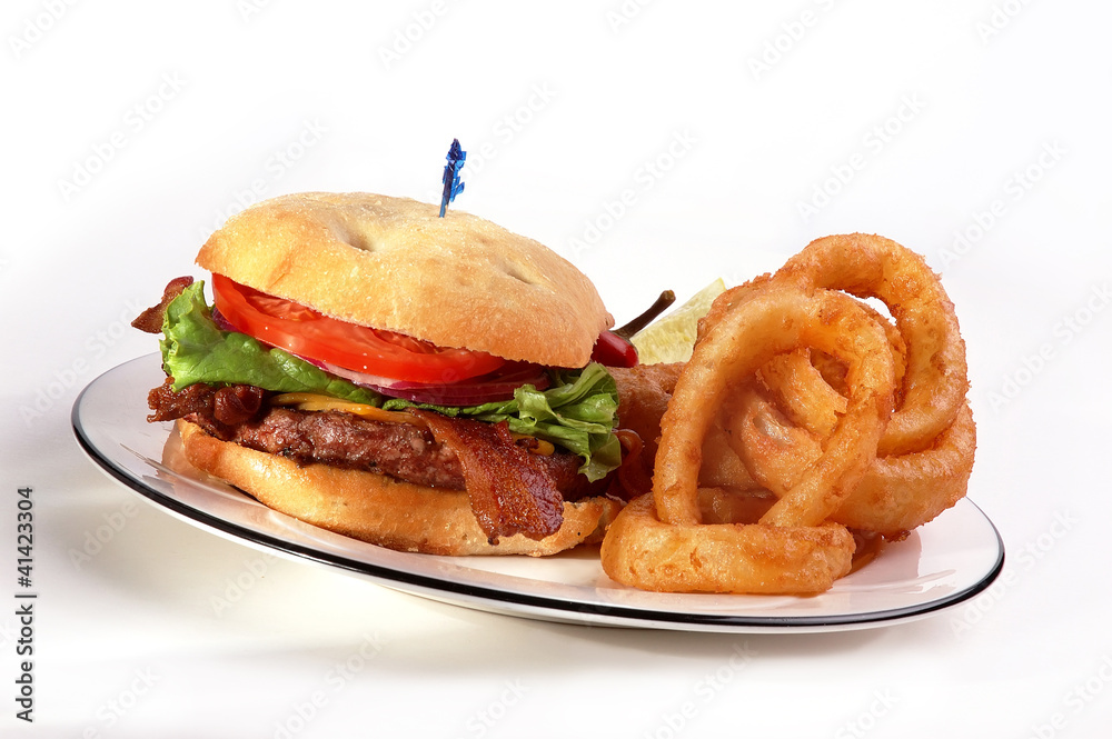 Bacon burger & Onion Rings Bacon burger & Onion Rings