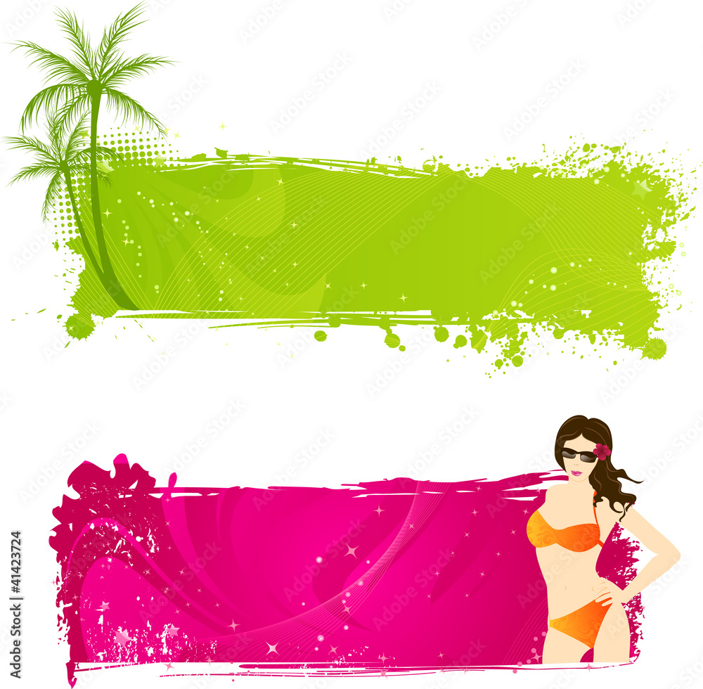 Naklejka premium Two banners with summer designs