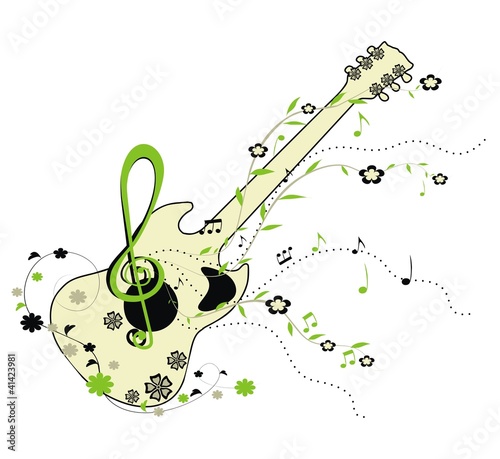 Guitar - decorative ornament, vector illustration