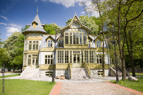 Green wooden house in Lodz