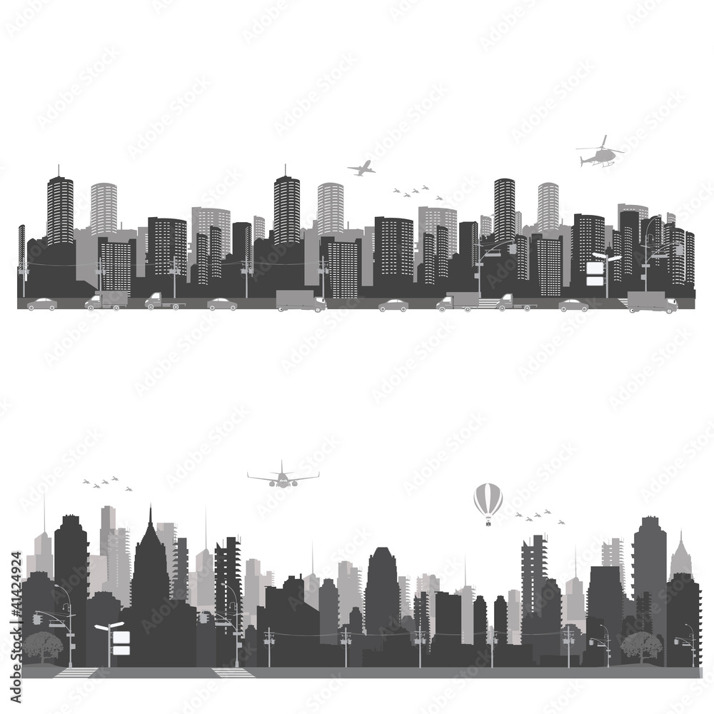 City skyline shiluettes.Vector illustration.