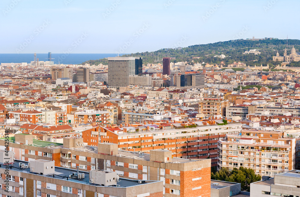 view on Barcelona and hill Montjuich