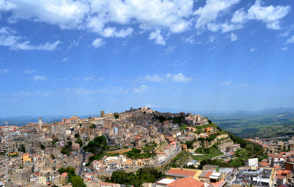 Panorama of the city of Enna, Sicily