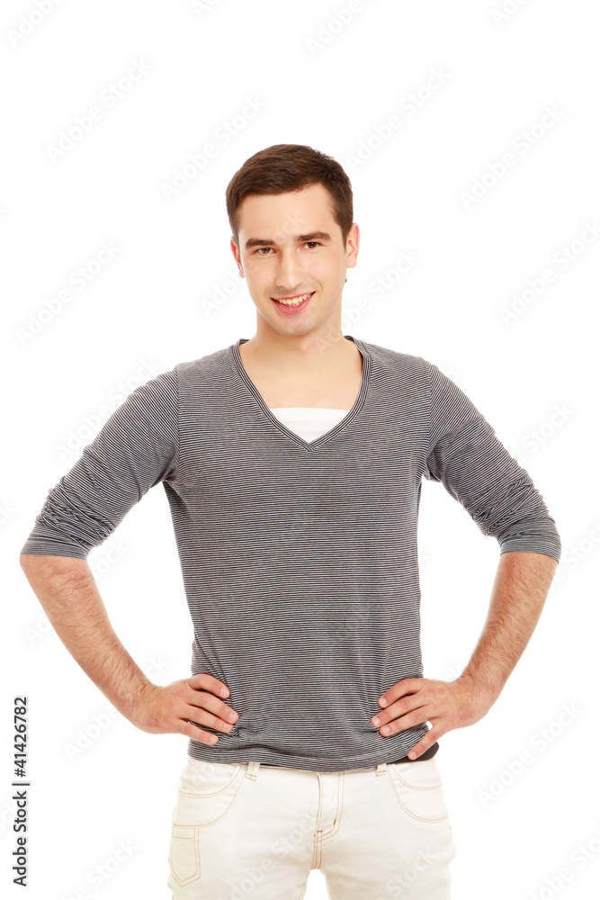 A handsome smiling man isolated on white background A handsome smiling man isolated on white background
