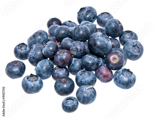 Heap of blueberries isolated on white