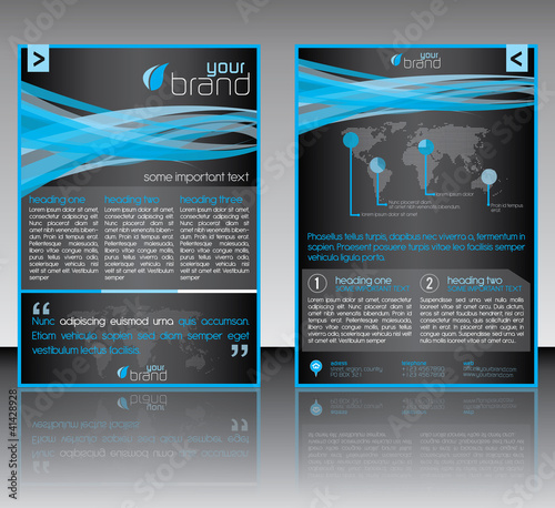 Brochure Layout Design Template - Blue