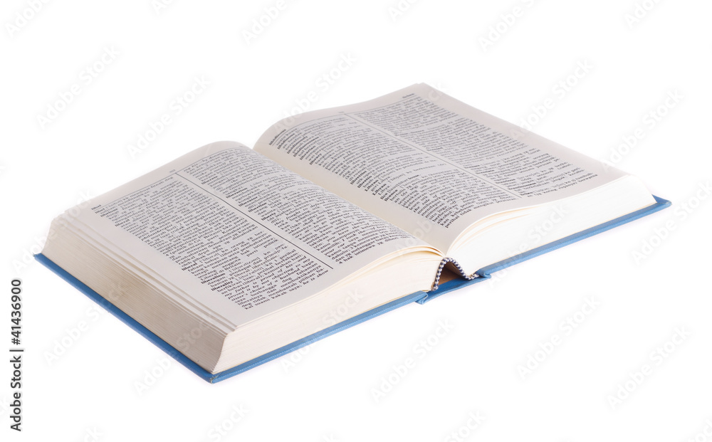 Open dictionary isolated on white background. Open dictionary isolated on white background.