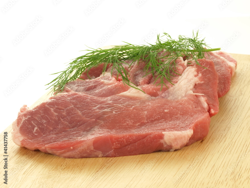 Raw pork shoulder, isolated, closeup