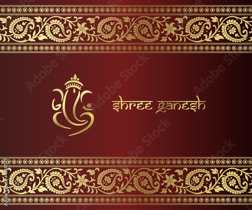 Ganesha, traditional Hindu wedding card, royal Rajasthan, India	
