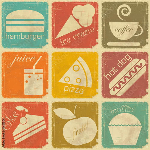 set of vintage food labels